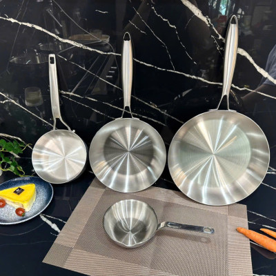 Chảo inox Nguyên khối nông lòng SEKA size 16, 22, 26,28cm sử dụng cho mọi loại bếp