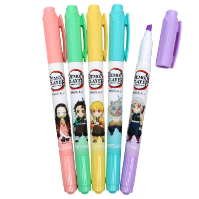 Hộp 5 Bút Dạ Quang Màu Pastel - Phiên Bản Demon Slayer - Thiên Long HL-019/DS