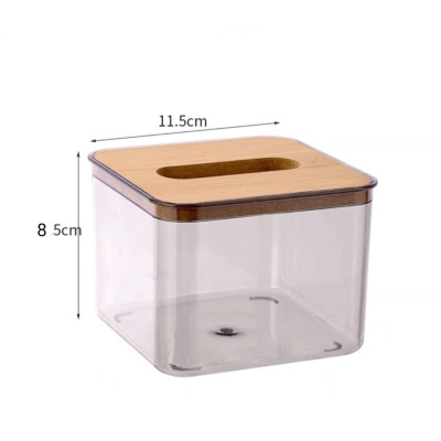 HỘP ĐỰNG GIẤY ĂN NHỰA MIKA TRONG SUỐT NẮP GỖ TRE PHONG CÁCH BẮC ÂU