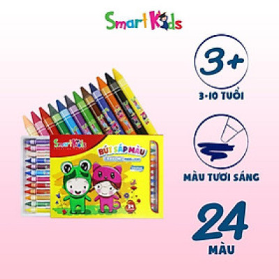 Sáp màu Smartkids FROG & CAT khay nhựa (Hộp 24 màu)