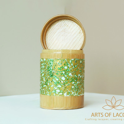 Lọ Tre Sơn Mài Xanh Lá Cây