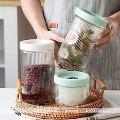 Combo 05 Hũ Thủy Tinh Vân Sọc, Lọ Thủy Tinh Nắp Vặn Đựng Gia Vị, Thực Phẩm 900ml - HÀNG CHÍNH HÃNG MINIIN
