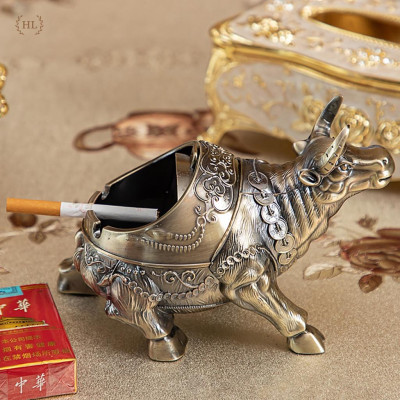 Gạt tàn con Trâu hoạ tiết hoa văn cổ | GẠT TÀN TRÂU 2021 | GẠT TÀN  HÌNH TRÂU HỢP KIM ĐỒNG