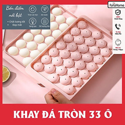 Khay Làm Đá Viên Tròn, Khay Đá Tròn Có Nắp Đậy Thông Minh, Khuôn Rau Câu Làm Thạch 33 Ô