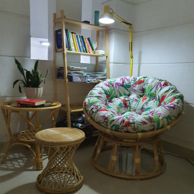 Ghế thư giãn papasan hoạ tiết hoa lá 