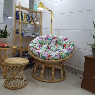 Ghế thư giãn papasan hoạ tiết hoa lá 