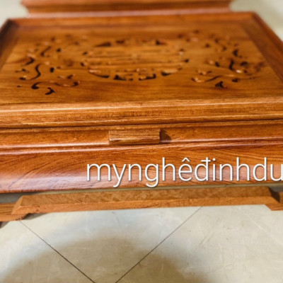 Khay trà chè cung đình để bộ ấm chén bằng gỗ  hương kt 26x36x12cm 