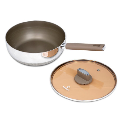 Chảo Inox 316 liền khối 7 lớp phủ chống dính Nano Titanium Shield Kalpen size 20cm,24cm,26cm,28cm đáy từ - Hàng chính hãng