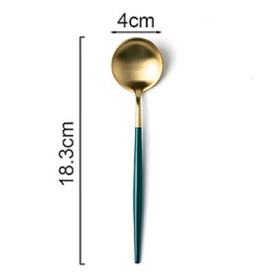 ĐŨA - SÚP - NĨA  INOX CAO CẤP KHÔNG MÒN | SET THÌA NĨA INOX PHONG CÁCH TÂN CỔ ĐIỂN HOME LUXURY DECOR XANH TRẮNG