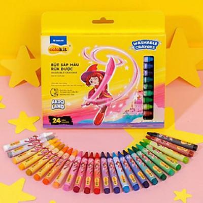 Hộp 24 Bút Sáp Màu Rửa Được Colorkit - Thiên Long SWCR-C003/AK