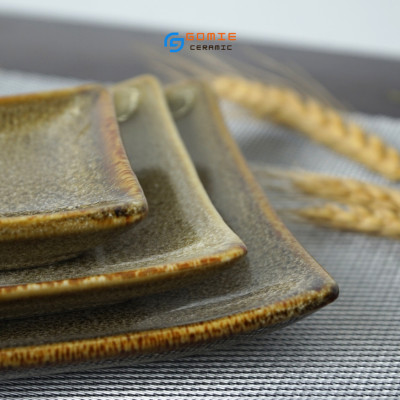 Khay chữ nhật chuyên dùng cho nhà hàng - men gấm vàng hỏa biến đẳng cấp ,sang trọng,sản phẩm by Gomie Ceramic.