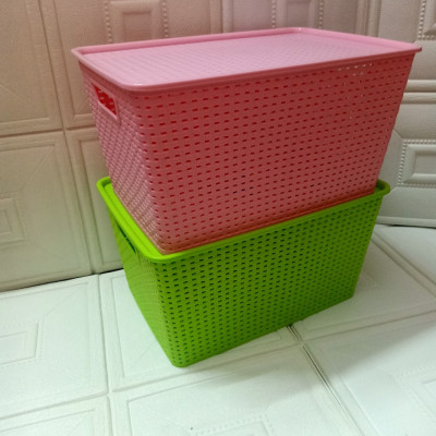 Combo 2 rổ đựng đồ đa năng có nắp đậy - 42x29.5x22.3(cm) giao màu ngẫu nhiên