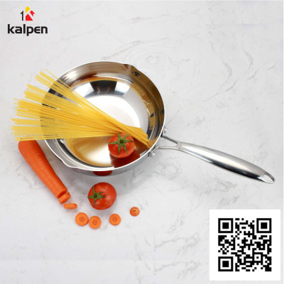 Chảo sâu lòng Inox 304 đúc liền khối 3 lớp miệng rót Kalpen Zenger 28cm, bảo hành 5 năm