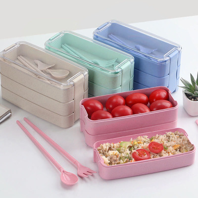 Hộp Đựng Cơm Văn Phòng, Cặp Lồng Cơm Lúa Mạch 3 Tầng Tặng Kèm Thìa Lúa Mạch - Hàng Loại 1 - Chính Hãng MINIIN