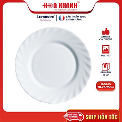 Đĩa Thủy Tinh Luminarc Diwali Trianon Trắng 25cm đựng thức ăn, cường lực, chịu nhiệt - Bộ 3 đĩa - N3645