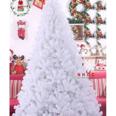 Cây thông noel màu trắng cao 2m - Cây cao cấp tán dày và rộng - Tặng dây kim tuyến và ngôi sao