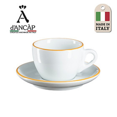 Bộ đĩa và ly sứ cà phê Ancap Cappuccino180ml vẽ tay lên viền
