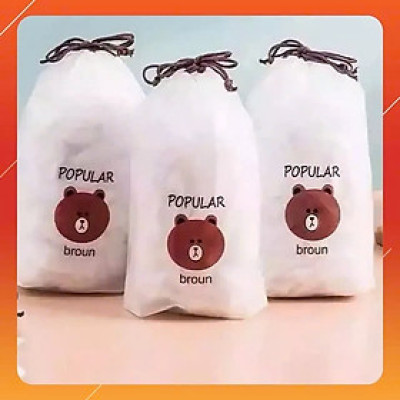 Set  2 túi  ((200 )chiếc  màng bọc thực phẩm co giãn siêu dai có chun kèm túi gấu - Mũ chùm đầu dùng 1 lần tiện lợi