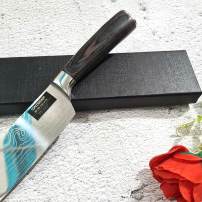 DAO - DAO BẾP NHẬT BẢN SANTOKU THÉP DAMASCUS MÃ A3 DT116 nt topcomshop vn