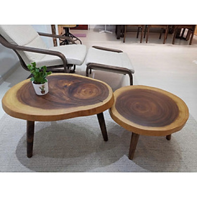 Bàn Trà Kiểu Thấp Gỗ Me Tây Nguyên Tấm KOHAFU - Đường Kính (50-60)cm