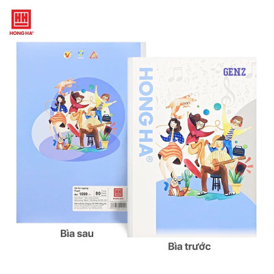 Vở kẻ ngang Hồng Hà 80 trang - Gáy vuông ép keo - GenZ 1099 định lượng 58 gm2 (Giấy mỏng) độ sáng 90-92 ISO Khổ vở 180 x 252 mm (Giao bìa ngẫu nhiên)