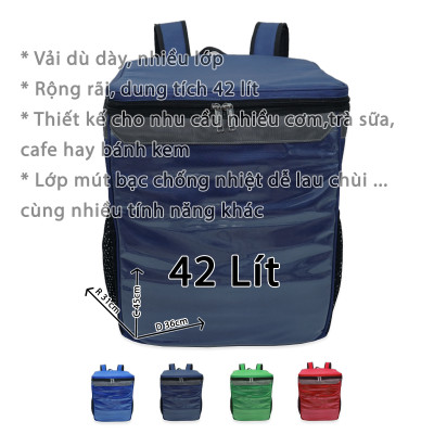 (Loại Xịn) Túi Giữ Nhiệt Đa Năng  Cỡ Lớn D36xR31xC45 42 Lít - Hàng Chính Hãng KhoNCC - Chuyên Bánh Kem, Pizza, Hải Sản - KKT-TBDN42L-7188-XaLa (Xanh Lá hoặc Ngẫu Nhiên Màu)