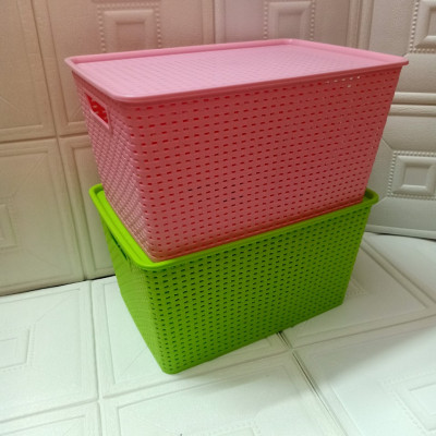 Combo 2 rổ đựng đồ đa năng có nắp đậy - 42x29.5x22.3(cm) giao màu ngẫu nhiên