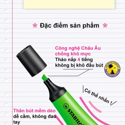 Bút dạ quang STABILO NEON HL72 - Hồng đậm (58)