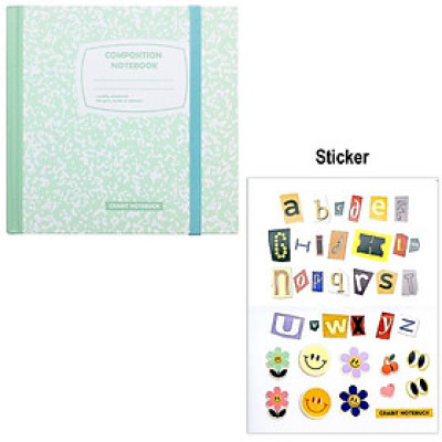 Sổ Weekly Plan Khổ Vuông 144 Trang 130gsm + Kèm Sticker Composition Collection - Crabit Notebuck 1595 - Xanh Mint