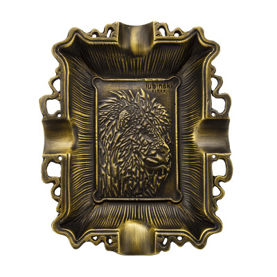 Gạt Tàn Xì Ga 4 Điếu YJA-20020 LI Họa Tiết Hình Con Sư Tử Bằng Đồng Cực Đẹp