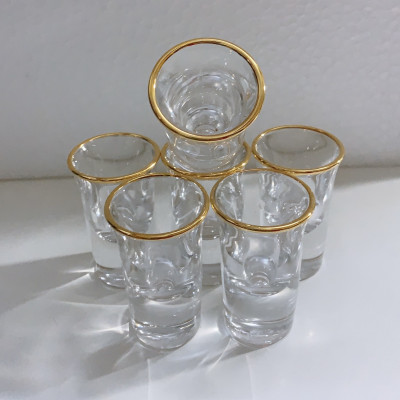 BỘ 6 LY RƯỢU THỦY TINH TEAPOS VIỀN VÀNG 20ML - ANTH694