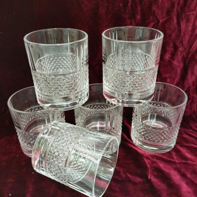 Bộ 6 cố thủy tinh uống nước vân kim cương hạt ánh trai