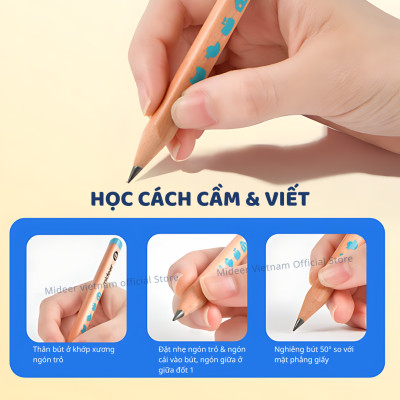 Bút Chì 2B 4B 6B Mideer cho bé tập viết cạnh tam giác Thick Triangular Pencils