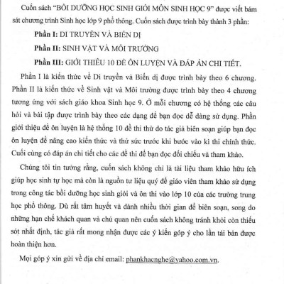 Bồi Dưỡng Học Sinh Giỏi Sinh Học 789 - Phan Khắc Nghệ - HA