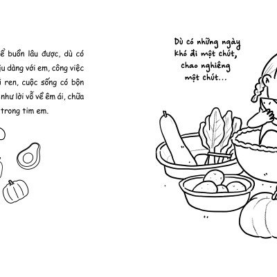 Sách tô màu Bữa Cơm Ngon Nhất Là Cơm Của Mẹ - ngồi cạnh tủ lạnh