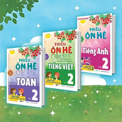 Sách - Phiếu Ôn Hè Toán + Tiếng Việt + Tiếng Anh Lớp 2 - Combo 3 Cuốn - Megabook