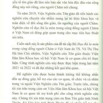 Đạo Bà La Môn Trong Cộng Đồng Người Chăm Ở Việt Nam (Sách chuyên khảo) - TS. Vũ Thị Thu Hà, TS. Hoàng Văn Chung đồng chủ biên