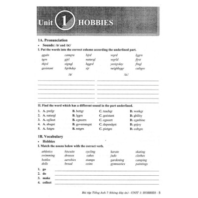 Sách - Bài Tập Tiếng Anh Lớp 7 - Không Đáp Án - Bám Sát SGK Kết Nối - Hồng Ân