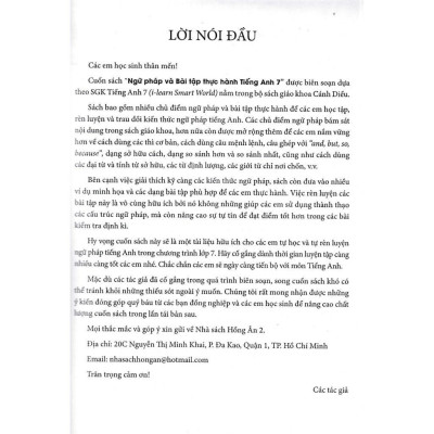 Sách - Ngữ Pháp Và Bài Tập Thực Hành Tiếng Anh Lớp 7 - Bám Sát SGK Cánh Diều I-Learn Smart World - Hồng Ân