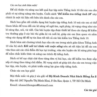 SÁCH_Đề Kiểm Tra Tiếng Anh 10 (Dùng Kèm SGK Kết Nối)_HA-MK