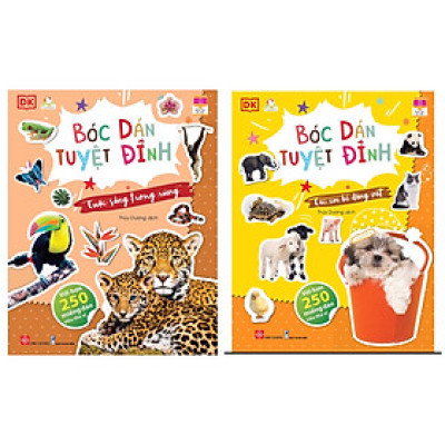 Bộ 4 cuốn Bóc Dán Tuyệt Đỉnh  : Các em bé động vật + Cuộc sống trong rừng 