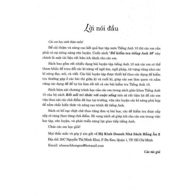 Sách - Đề Kiểm Tra Tiếng Anh Lớp 10 - Dùng Kèm SGK Kết Nối - Hồng Ân