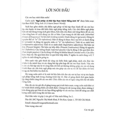 Sách - Ngữ Pháp Và Bài Tập Thực Hành Tiếng Anh Lớp 10 - Bám Sát SGK I Learn Smart World - Hồng Ân