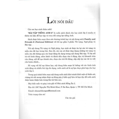 Sách - Bài Tập Tiếng Anh + Tập Viết Tiếng Anh Lớp 2 - Bộ Sách Family And Friends 2 National Edition - Combo 2 Cuốn - Hồng Ân