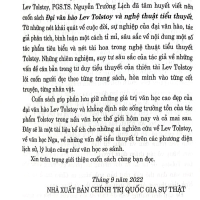 Đại văn hào Lev Tolstoy và nghệ thuật tiểu thuyết