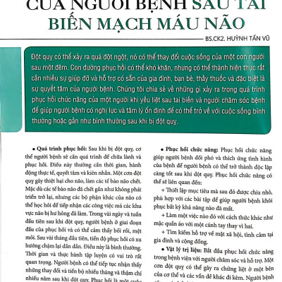 Y Học Phổ Thông Dành Cho Mọi Người - Chuyên Đề: Hậu Tai Biến