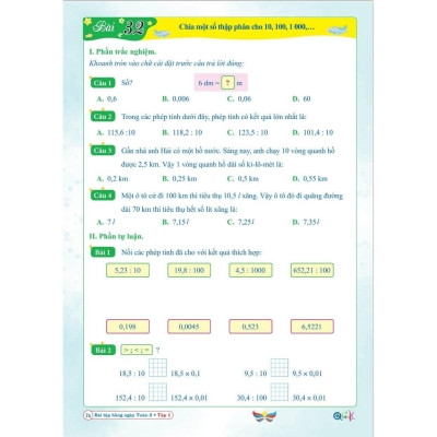 Bài Tập Hằng Ngày Toán 5 - Tập 1 - Cánh Diều - Bản Quyền