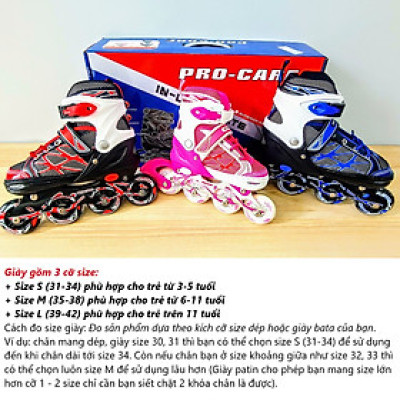 Giày Trượt Patin 1 Hàng Bánh 606 PRO-CARE (có thể điều chỉnh size)