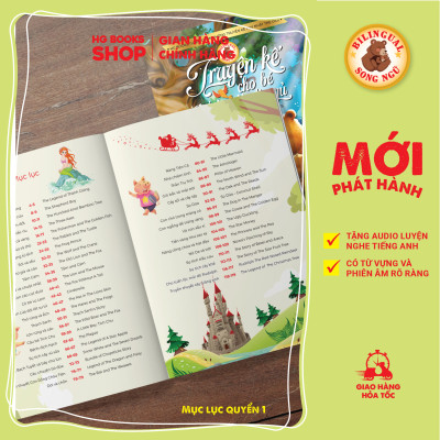 Sách song ngữ: Combo 2 tập Truyện Kể Cho Bé Trước Giờ Đi Ngủ - Cùng Con Phát Triển IQ, EQ Và Làm Quen Với Tiếng Anh, Tặng File Audio