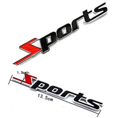 Decal chữ SPORT kim loại trang trí ô tô xe hơi